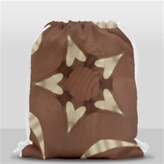 Chocolate Brown Kaleidoscope Design Star Drawstring Bag (small) by yoursparklingshop