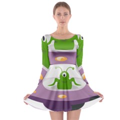 Ufo Long Sleeve Skater Dress by Celenk