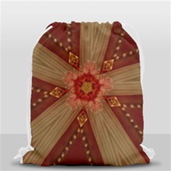 Red Star Ribbon Elegant Kaleidoscopic Design Drawstring Bag (small) by yoursparklingshop