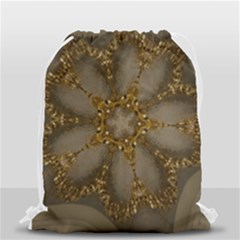 Golden Flower Star Floral Kaleidoscopic Design Drawstring Bag (small) by yoursparklingshop