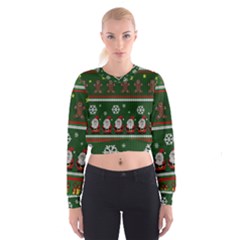 Ugly Christmas Sweater Cropped Sweatshirt by Valentinaart