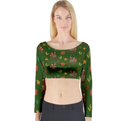 Thanksgiving Turkey  Long Sleeve Crop Top by Valentinaart