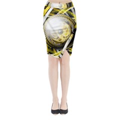 Incredible Eye Of A Yellow Construction Robot Midi Wrap Pencil Skirt by jayaprime