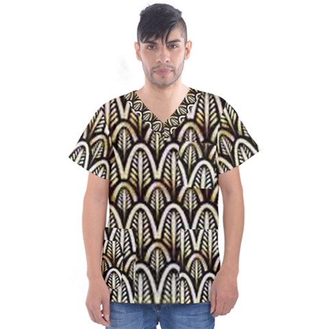 Art Deco Men s V-neck Scrub Top by NouveauDesign