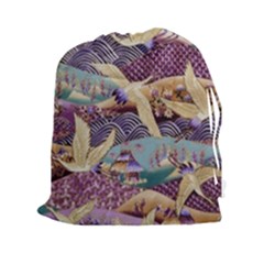 Textile Fabric Cloth Pattern Drawstring Pouches (xxl) by Celenk