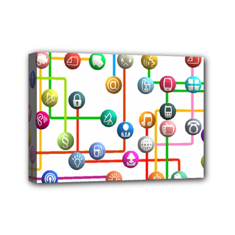 Icon Media Social Network Mini Canvas 7  X 5  by Celenk