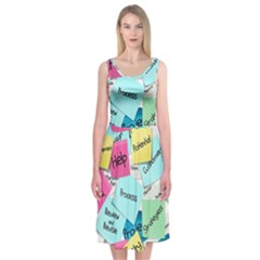 Stickies Post It List Business Midi Sleeveless Dress by Celenk