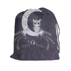Mandala, Cute Owl On The Moon Drawstring Pouches (xxl) by FantasyWorld7
