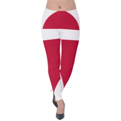 Heart Love Flag Denmark Red Cross Velvet Leggings by Celenk