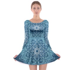 Mandala Floral Ornament Pattern Long Sleeve Skater Dress by Celenk