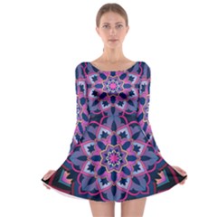Mandala Circular Pattern Long Sleeve Skater Dress by Celenk