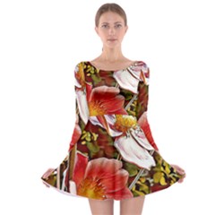 Flower Hostanamone Drawing Plant Long Sleeve Skater Dress by Celenk