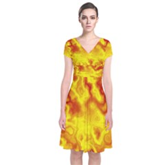 Pattern Short Sleeve Front Wrap Dress by gasi