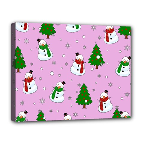 Snowman Pattern Canvas 14  X 11  by Valentinaart