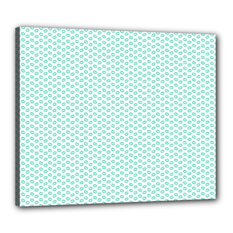 Tiffany Aqua Blue Lipstick Kisses On White Canvas 24  X 20  by PodArtist