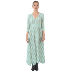 Tiffany Aqua Blue Lipstick Kisses On White Button Up Boho Maxi Dress by PodArtist