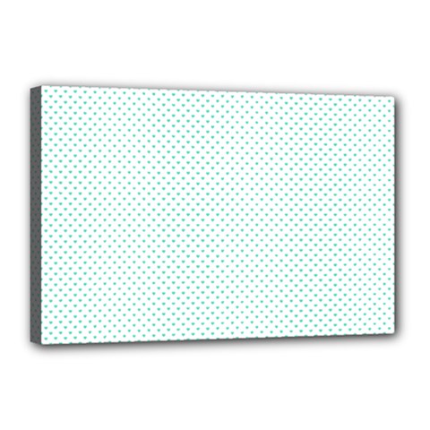 Tiffany Aqua Blue Candy Polkadot Hearts On White Canvas 18  X 12  by PodArtist