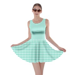 Tiffany Aqua Blue Candy Hearts On White Skater Dress by PodArtist