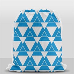 Blue & White Triangle Pattern  Drawstring Bag (small) by berwies