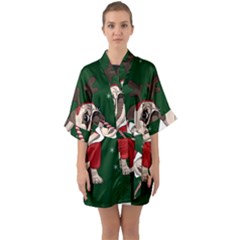 Pug Xmas Quarter Sleeve Kimono Robe by Valentinaart