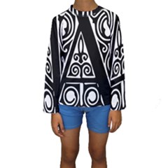 Alphabet Calligraphy Font A Letter Kids  Long Sleeve Swimwear by Celenk