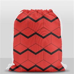 Red Box Pattern Drawstring Bag (small) by berwies