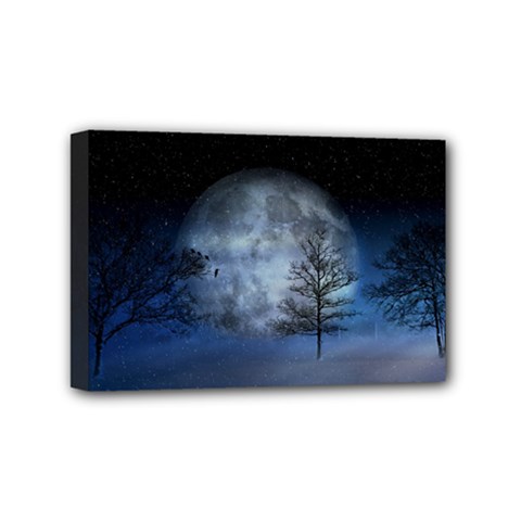 Winter Wintry Moon Christmas Snow Mini Canvas 6  X 4  by Celenk