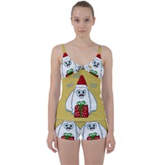Yeti Xmas Tie Front Two Piece Tankini by Valentinaart