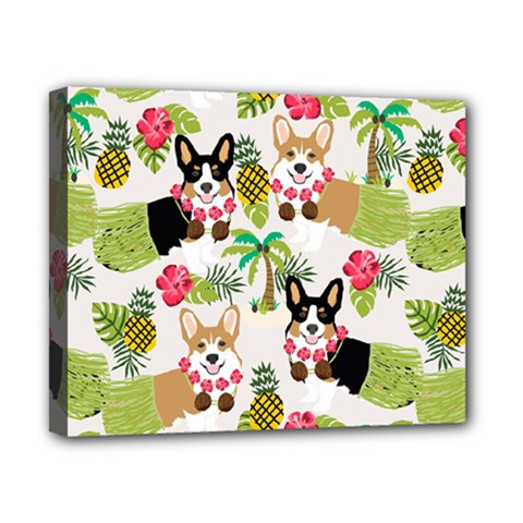 Hula Corgis Fabric Canvas 10  X 8  by Celenk