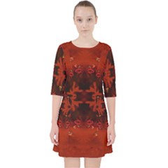 Red Abstract Pocket Dress by Celenk