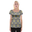 Beveled Geometric Pattern Cap Sleeve Tops View1