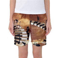 Cute Little Girl Dancing On A Piano Women s Basketball Shorts by FantasyWorld7