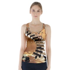 Cute Little Girl Dancing On A Piano Racer Back Sports Top by FantasyWorld7