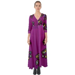 Footprints Paw Animal Track Foot Button Up Boho Maxi Dress by Celenk