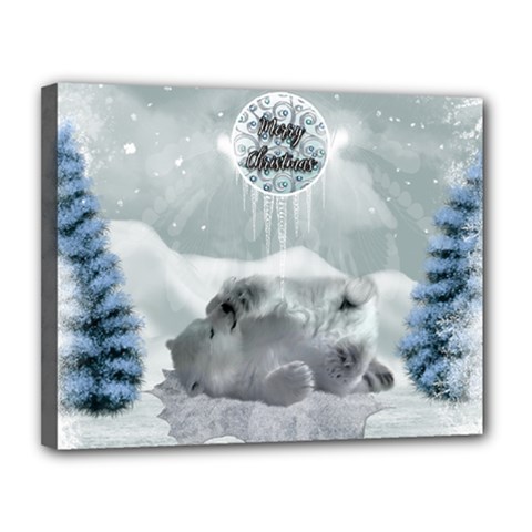 Cute Polar Bear Baby, Merry Christmas Canvas 14  X 11  by FantasyWorld7