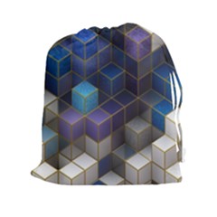 Cube Cubic Design 3d Shape Square Drawstring Pouches (xxl) by Celenk