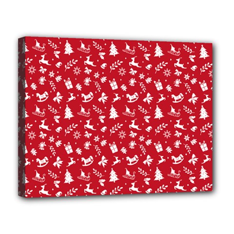 Red Christmas Pattern Canvas 14  X 11  by patternstudio