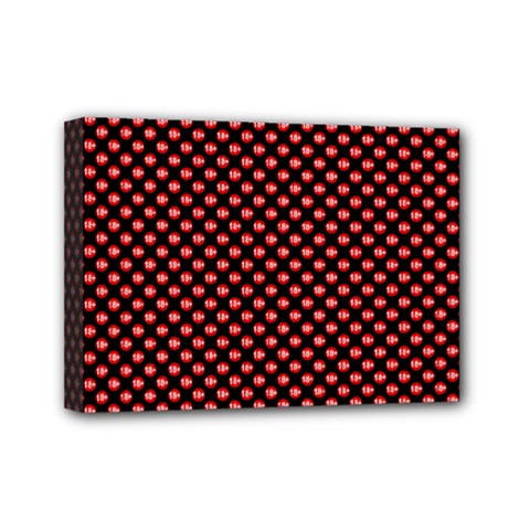 Sexy Red And Black Polka Dot Mini Canvas 7  X 5  by PodArtist