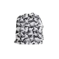 Black And White Catmouflage Camouflage Drawstring Pouches (medium)  by PodArtist