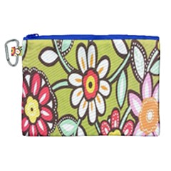 Flowers Fabrics Floral Design Canvas Cosmetic Bag (xl) by Celenk
