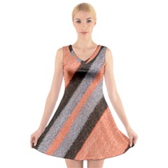 Fabric Textile Texture Surface V-neck Sleeveless Skater Dress by Celenk