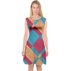 Fabric Textile Cloth Material Capsleeve Midi Dress by Celenk