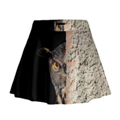 Owl Hiding Peeking Peeping Peek Mini Flare Skirt by Celenk