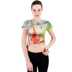 Fabric Texture Softness Textile Crew Neck Crop Top by Celenk