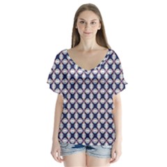 Kaleidoscope Tiles V-neck Flutter Sleeve Top by jumpercat