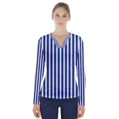 Blue Stripes V-neck Long Sleeve Top by jumpercat