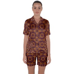 Geometric Pattern Satin Short Sleeve Pyjamas Set by linceazul