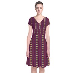 Geometric Pattern Short Sleeve Front Wrap Dress by linceazul
