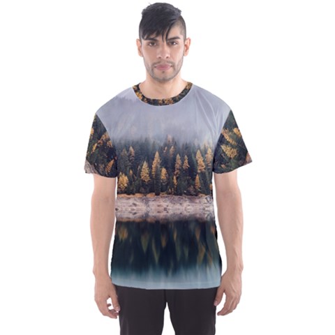 Trees Plants Nature Forests Lake Men s Sports Mesh Tee by BangZart