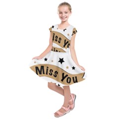 Lettering Miss You Banner Kids  Short Sleeve Dress by BangZart